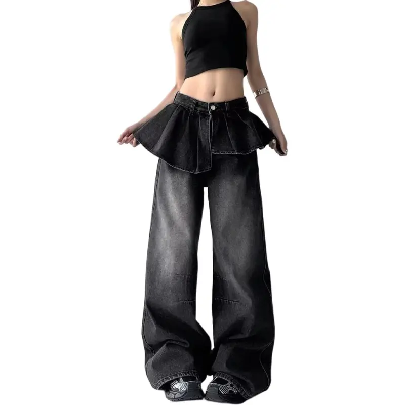 Concubine Zhu Jeans Women's Black Gray-3