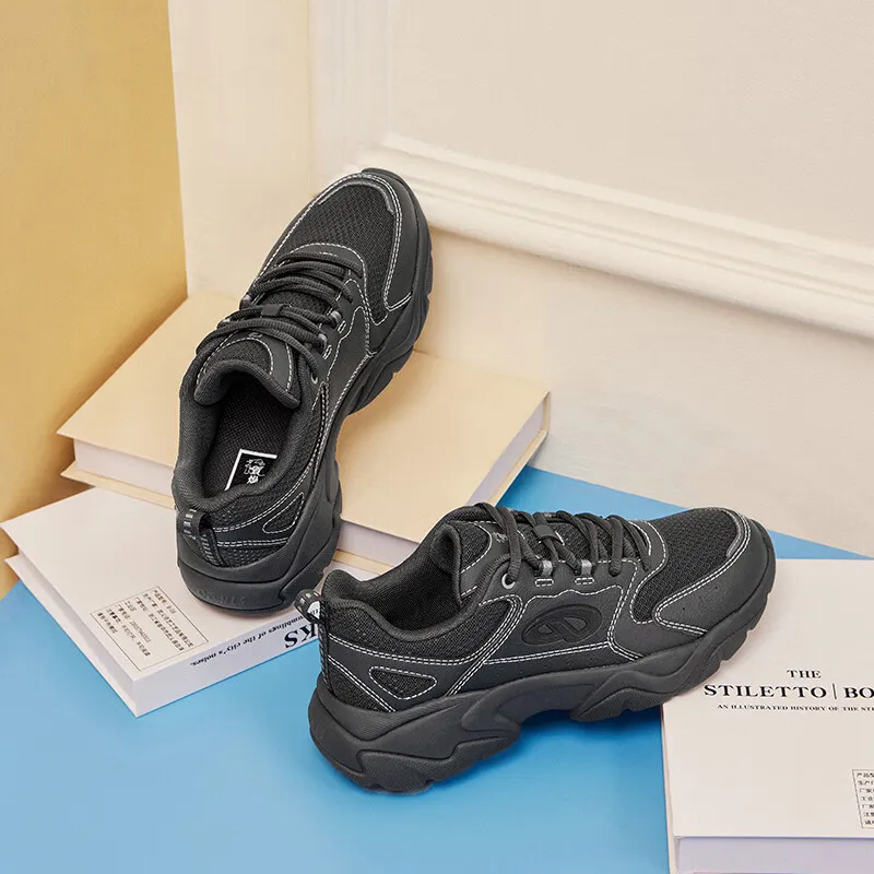 QIAODAN Chunky Sneakers Women's Low Top Iron Gray-3