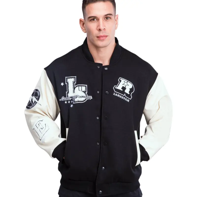 LARA STAR Baseball Jacket Unisex Black White-2