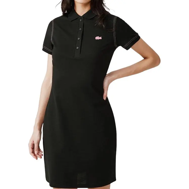 LACOSTE Short Sleeved Dress Women's Black-1