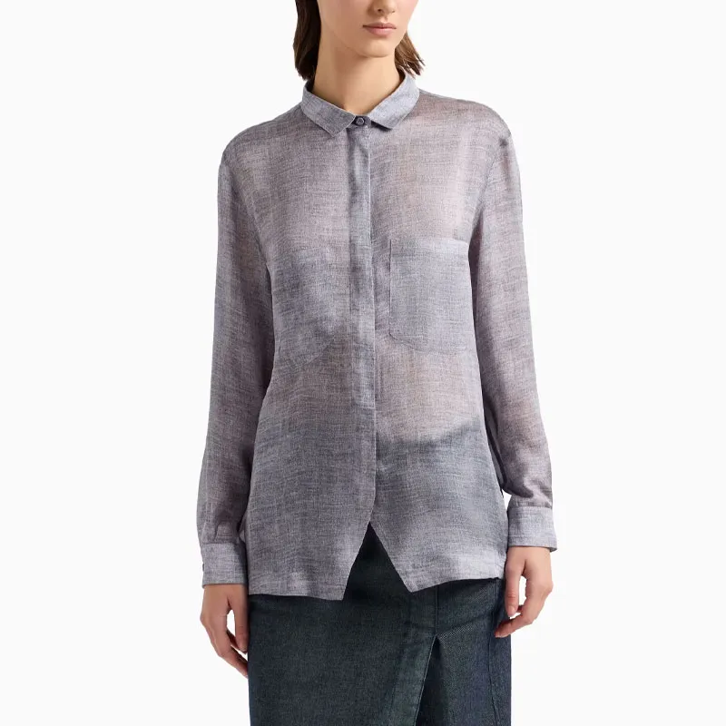 GIORGIO ARMANI Silk charmeuse Mélange print Shirt-1