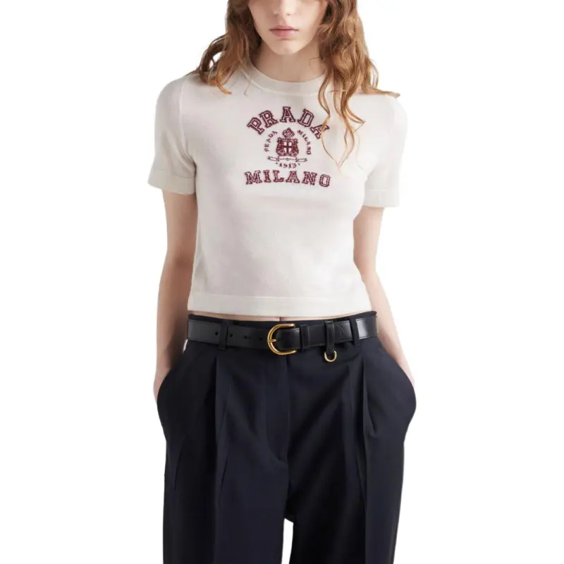 PRADA Logo Intarsia Knitted Top-1