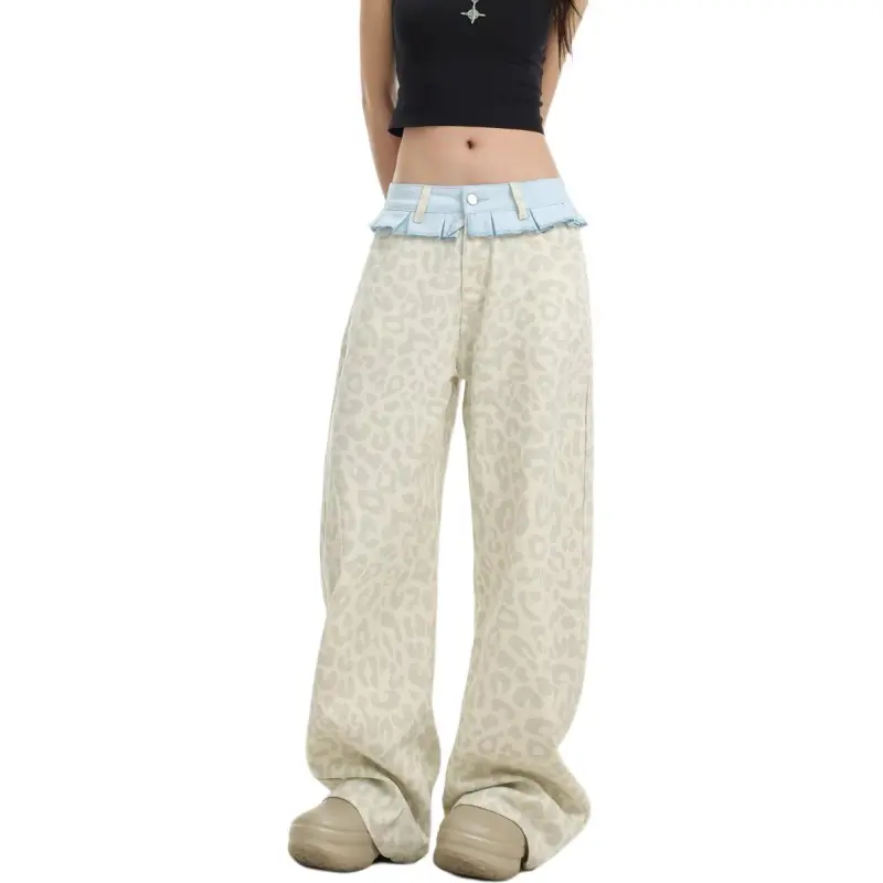 NHZN Jeans Women's Leopard Print-1