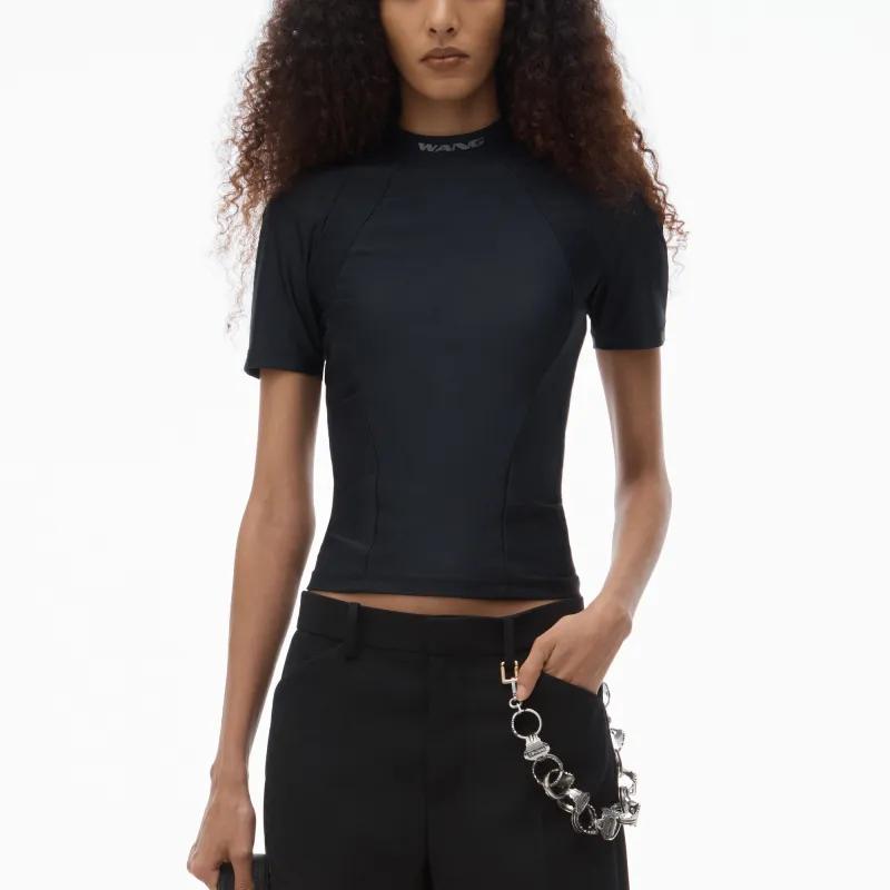 Alexander Wang Ss W/ Mock Neck Rashguard Top Black-2