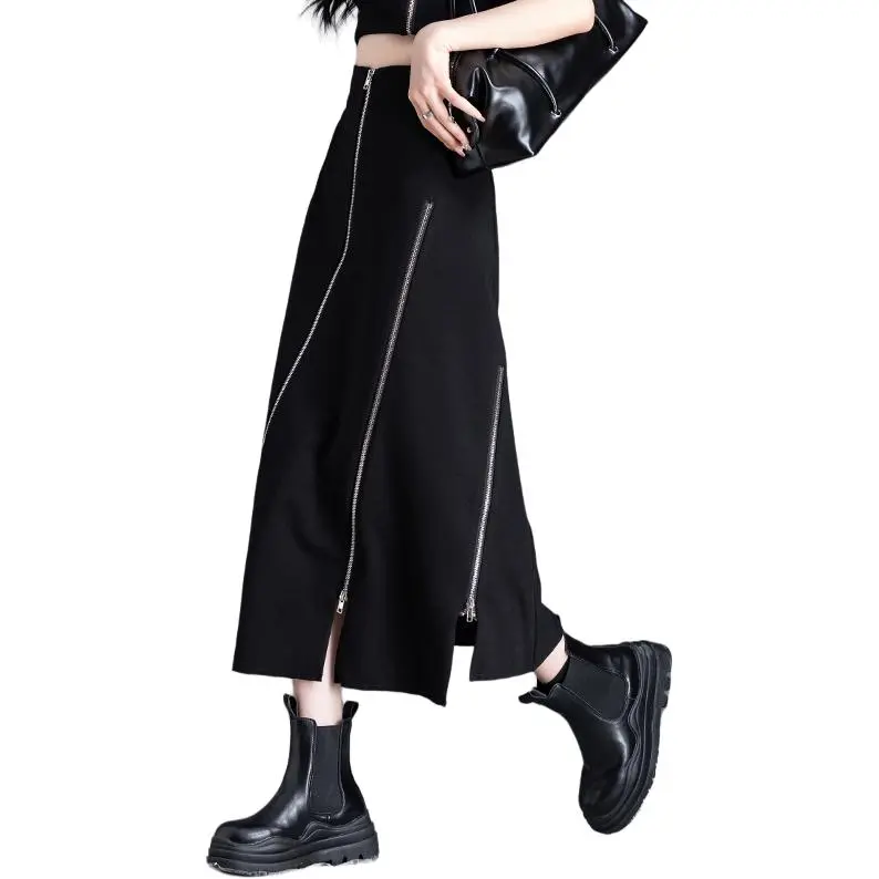 You Cow Me Pants Casual Long Skirts Women's Black-6