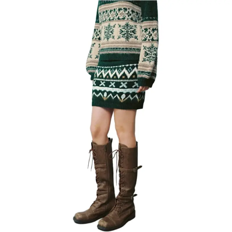 URBAN REVIVO Casual Short Skirts Women's Dark Green-4