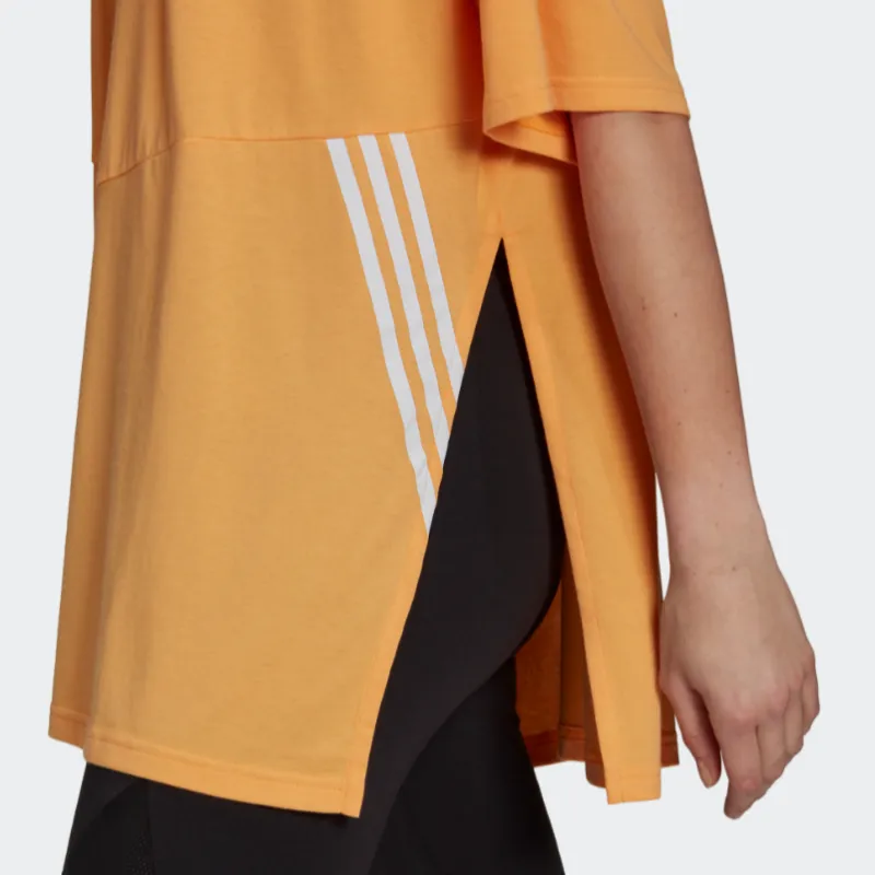 Adidas Drop Shoulder Sleeve T Shirt Women's Orange-5