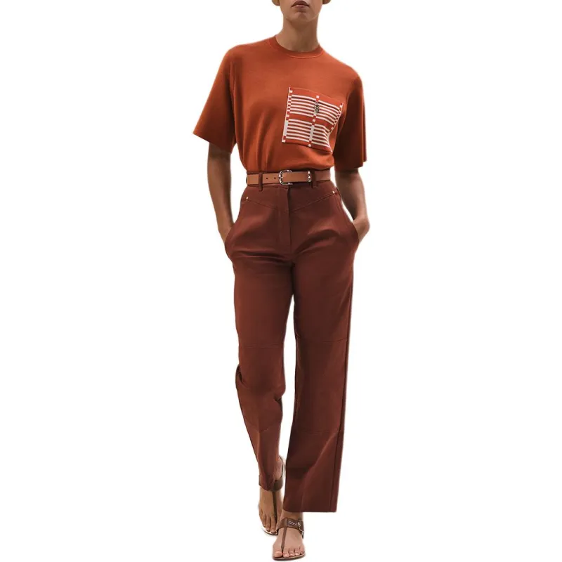 HERMES T Shirt Women's Terracotta Red-2