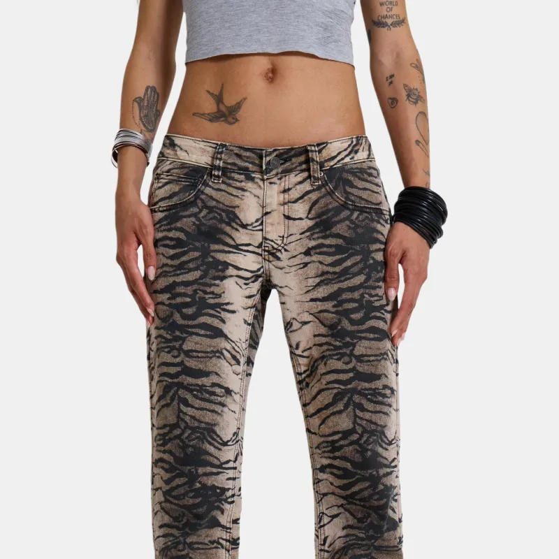 Jaded London Leona Tiger Bootcut Jeans Women's Multi/Multicolor-4