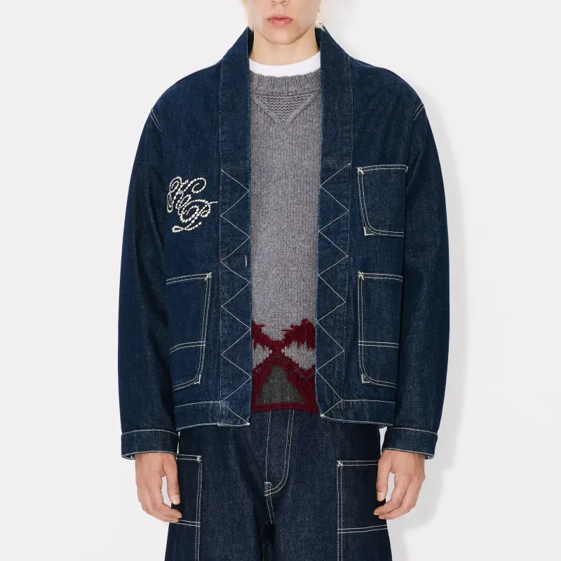KENZO Japanese Denim Kimono Embroidered Jacket-3