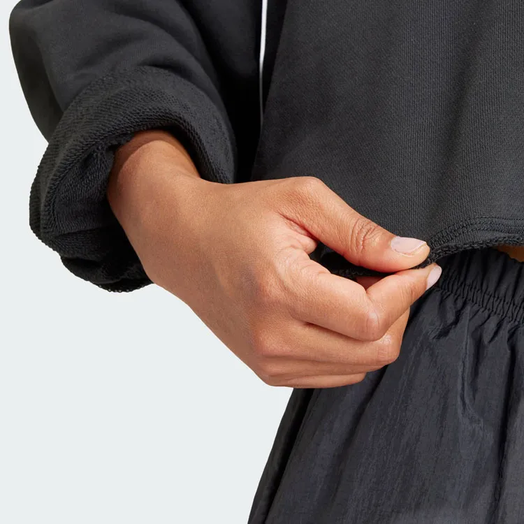 Adidas Originals Cropped Hoodie Sweatshirt Women's Black-4
