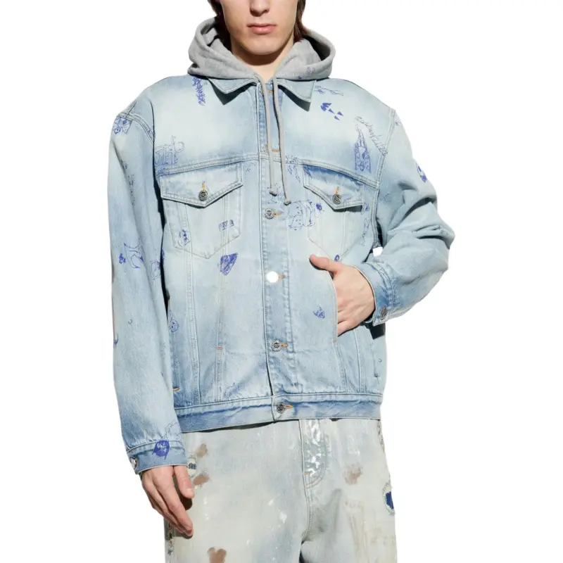 Vetements Scribbled Hooded Denim Jacket-2
