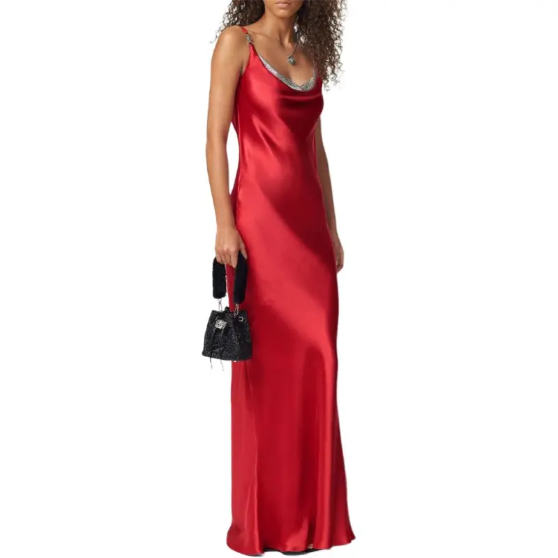 VERSACE Metal Mesh Slip Satin Gown-3
