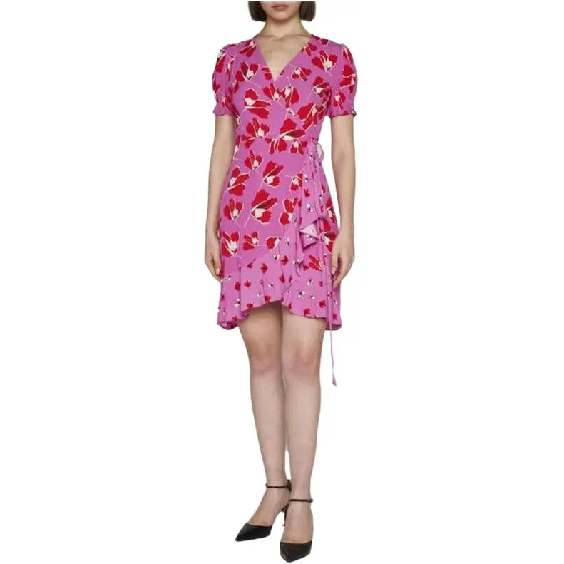 Diane Von Furstenberg Short Sleeved Dress Women's Purple Tulip-3