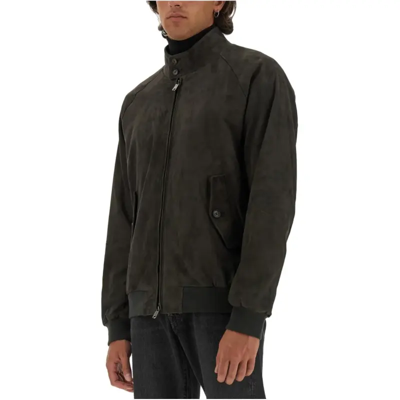 BARACUTA G9 Harrington Panelled Suede Jacket-3