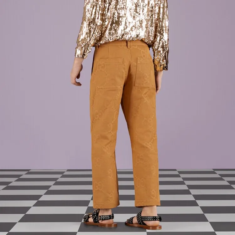 GUCCI GG jacquard Cotton Straight Trousers-2