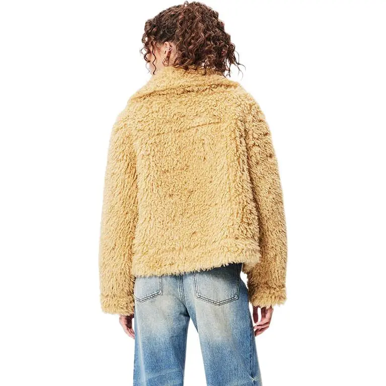 Ed Hardy FW24 Velvet feel Coat Women's Camel-2