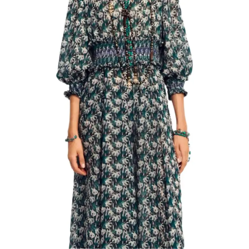 CHANEL SS23 Long-Sleeved Dresses Women's Green-3