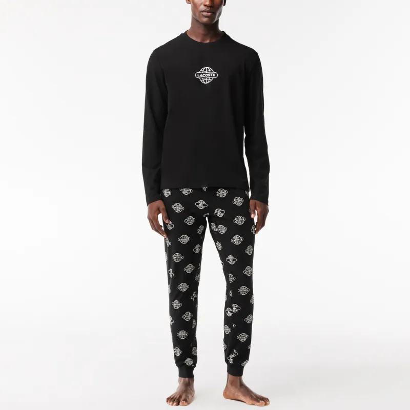 LACOSTE Pajama Set Men's Black X White-1