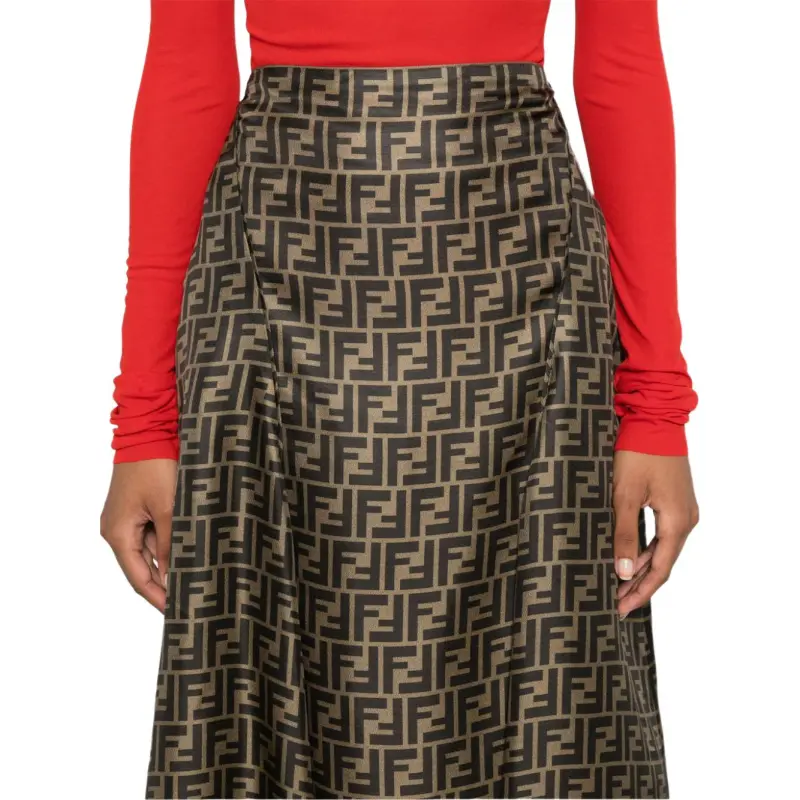 FENDI Logo Printed High Waist Skirt-4