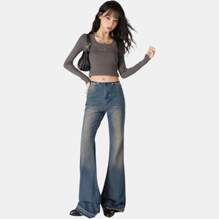 YINLEI Jeans Women's Vintage Blue-3