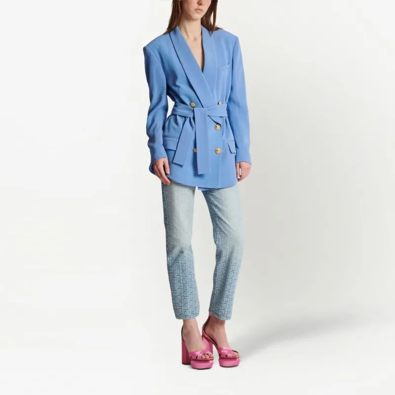BALMAIN Belted Double-breasted Blazer-2