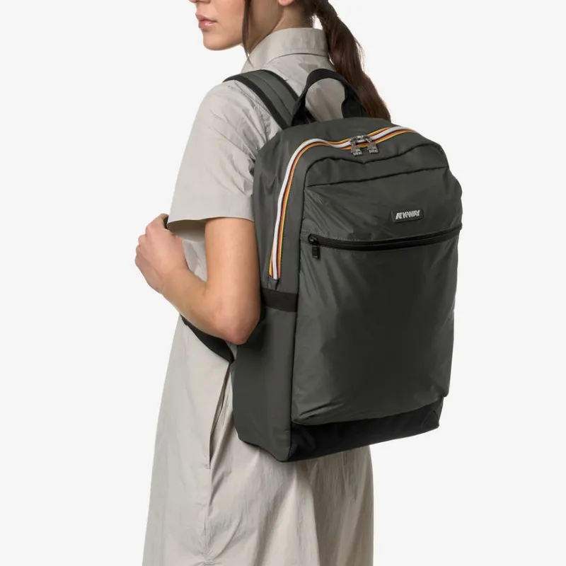 K WAY Nylon Backpack Regular Unisex Gray Green-4
