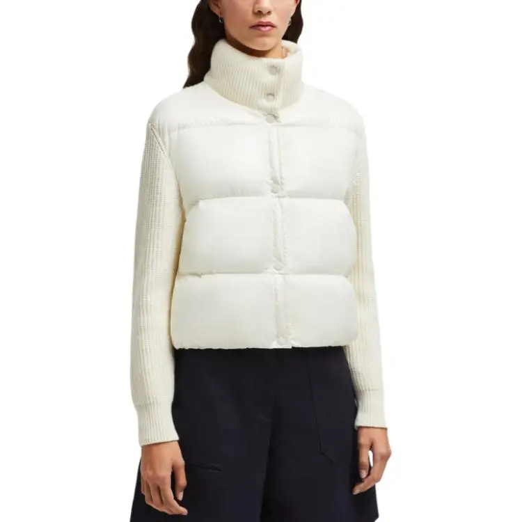 Moncler Logo Patch High Neck Padded Cardigan-4