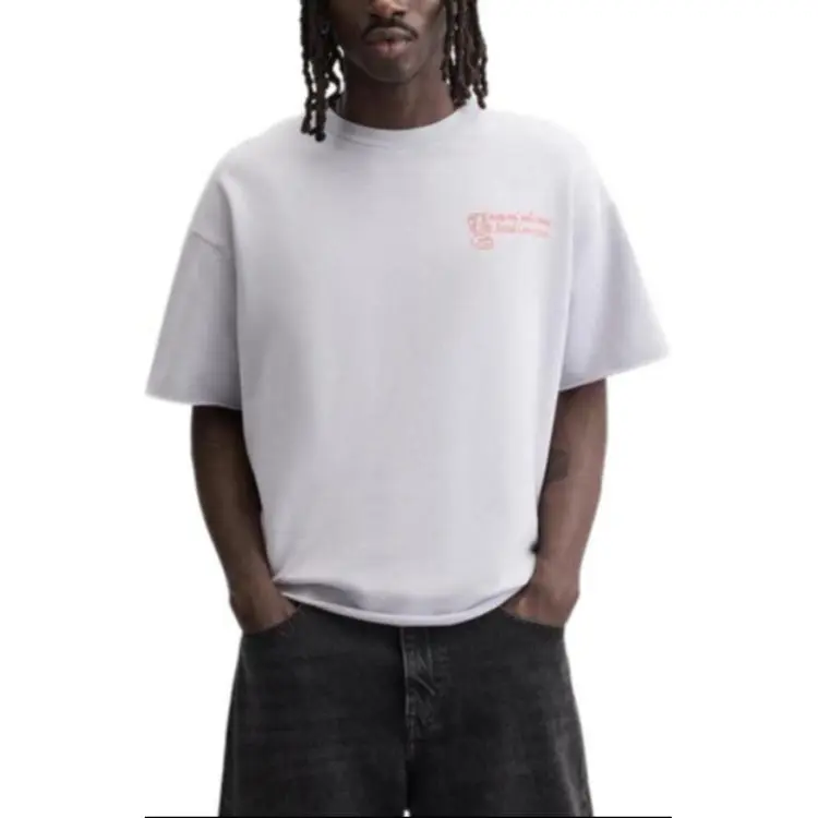 ZARA T-Shirt Men's Light Purple Red-2