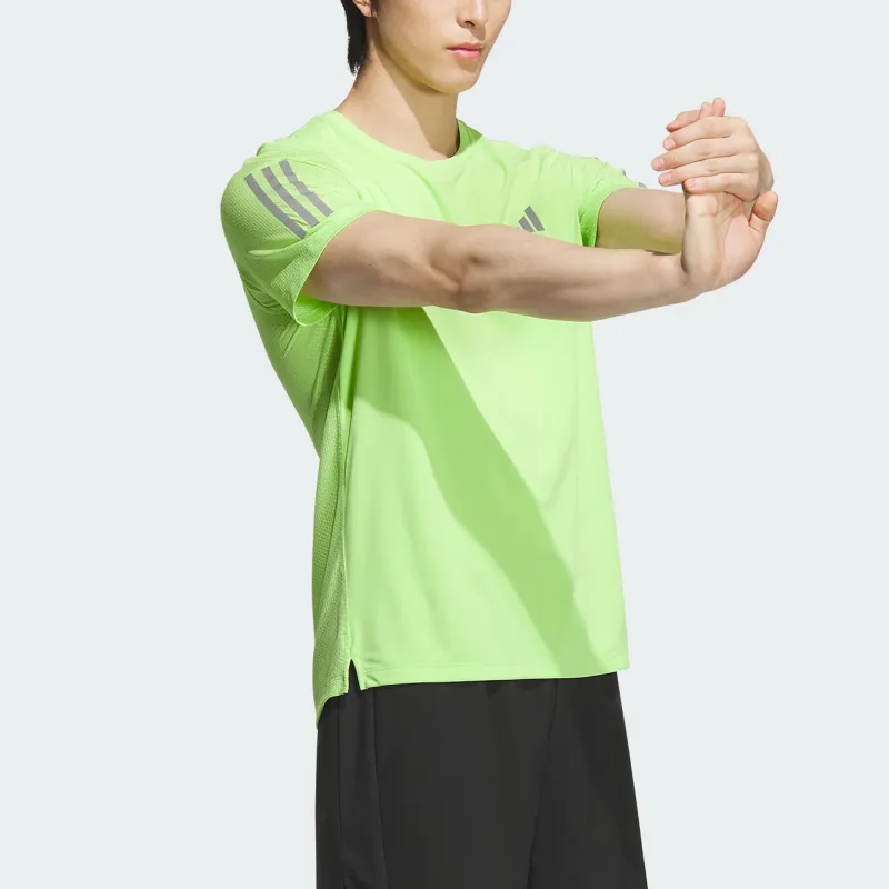 Adidas Own The Run SS25 T Shirt Men's Pulse Lime Green/Dark Silver Gray-3
