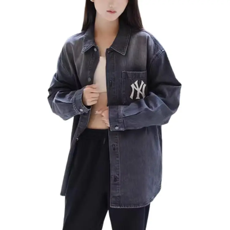 MLB Denim Jacket Unisex Charcoal Gray-1