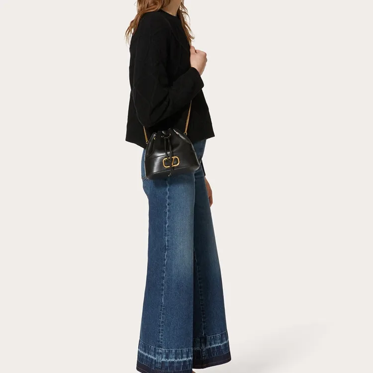 Valentino Vlogo Lambskin Bucket Bag Shoulder Bag Crossbody Bag Mini Women's Black-5