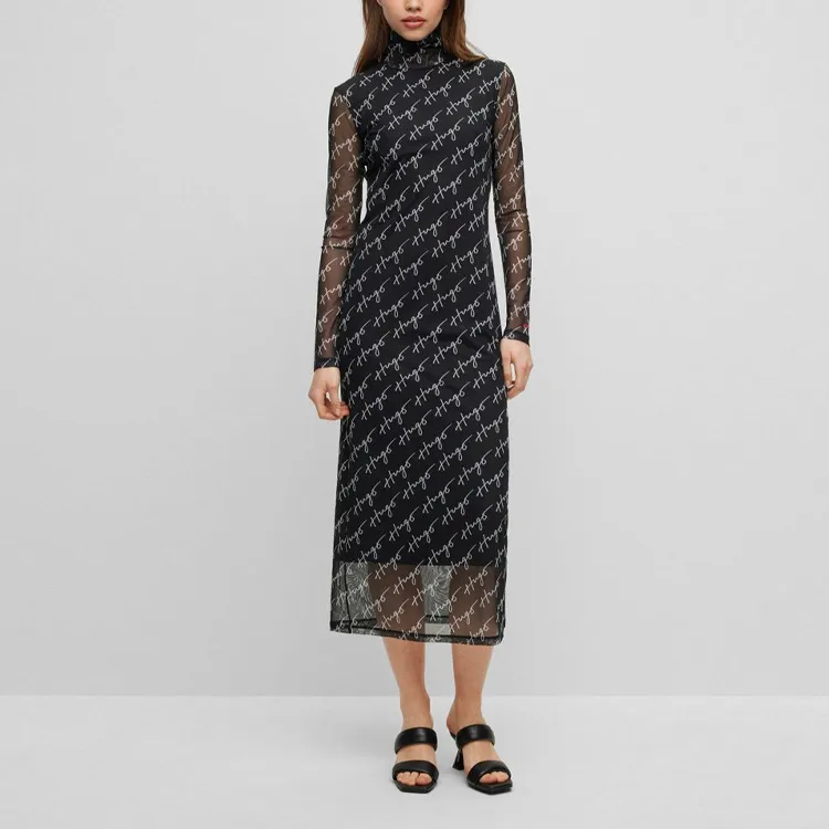 HUGO BOSS Long-Sleeved Dresses Women's Black-1