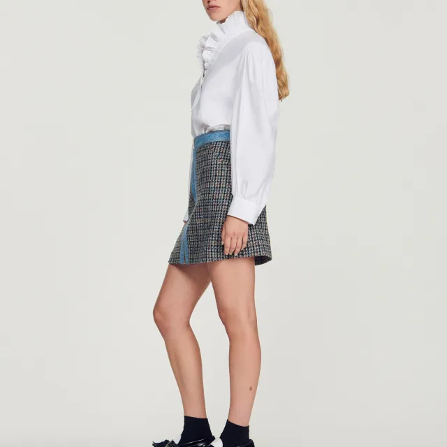 Sandro Denim Short Skirts Women's Blue-3