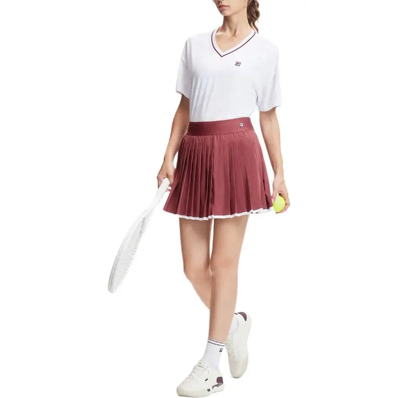 FILA SS24 Casual Short Skirts Women's Wine Red-3
