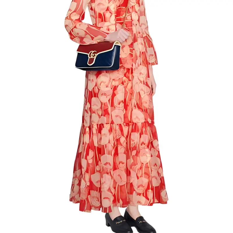 GUCCI FW21 Long Sleeved Dress Women's Red-4
