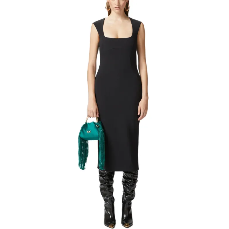PINKO Zipped Crepe Midi Dress-2