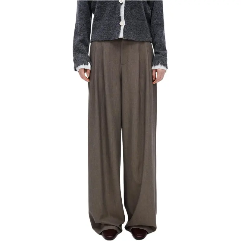 Self Who Suit Trouser Women's Gray Khaki-1