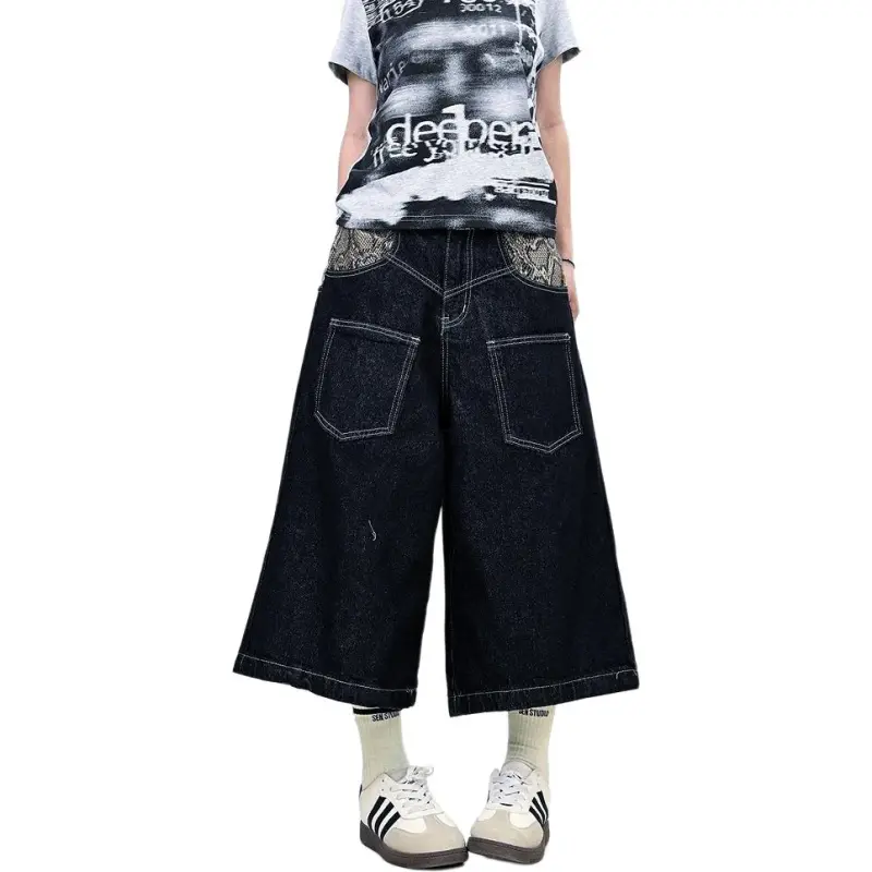 VINMUK Denim Shorts Unisex Black-6