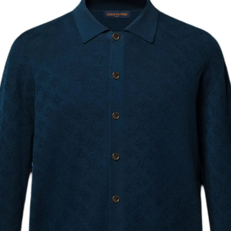 LOUIS VUITTON Monogram Pointelle Cotton Overshirt-3