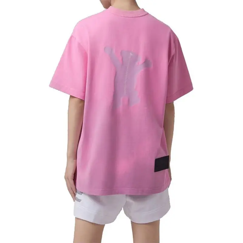WE11DONE Drop Shoulder Sleeve T-Shirt Unisex Pink-2