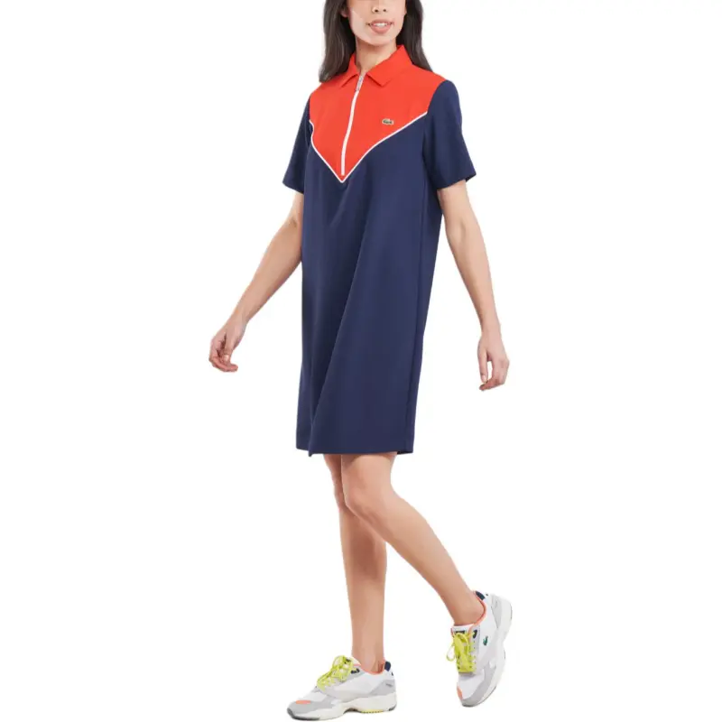 LACOSTE Short Sleeved Dress Women's Blue-3