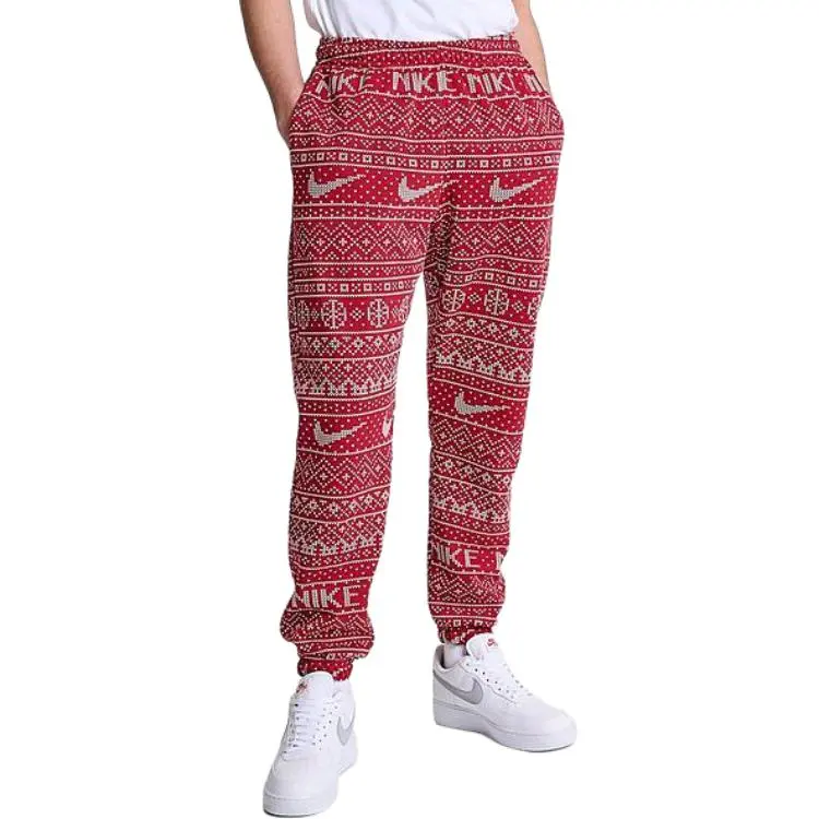 Nike Sportswear Club Fleece Knitted Sports Pants Men's Gym Red-4