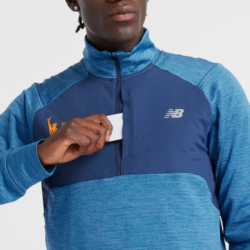 New Balance NYC Marathon AthleticsHeat Grid Sweatshirt Men Pale Egret Blue-4