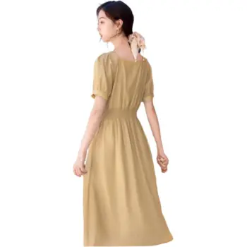 Like The Age Of Water Short Sleeved Dress Women's Yellow