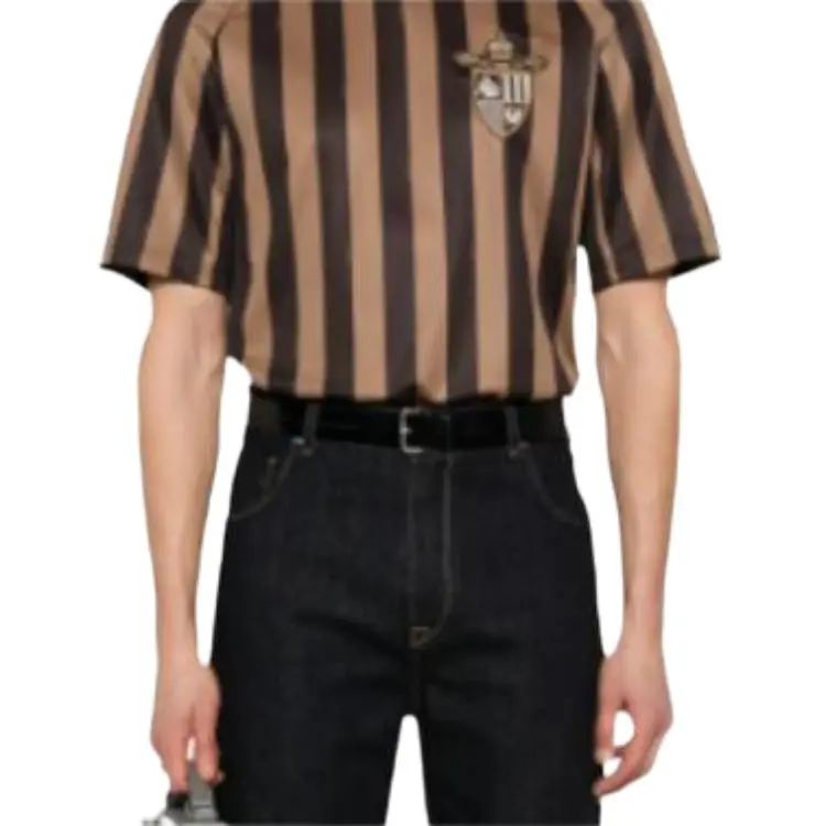 FENDI V Neck Striped T Shirt-5