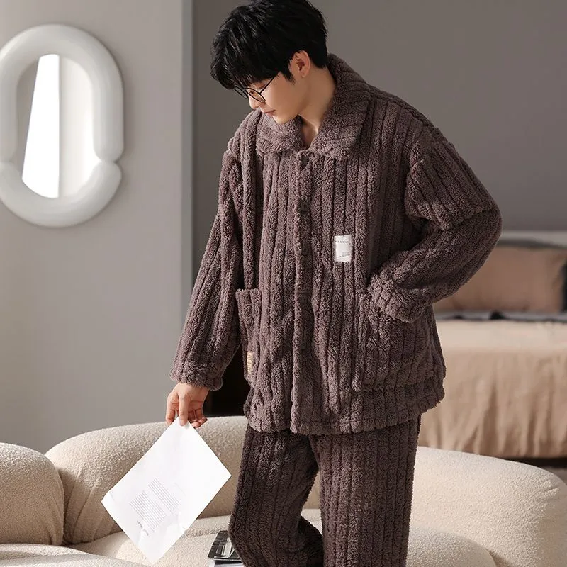 Floating light islands Men Pajama Sets-4