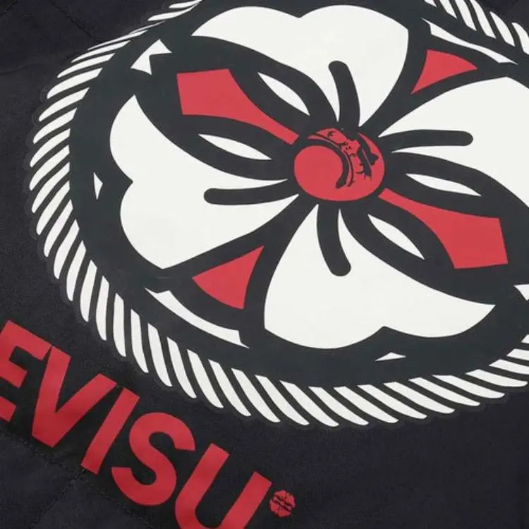 EVISU Letter Geometric Pattern Hooded Down Jacket Men's Black-2