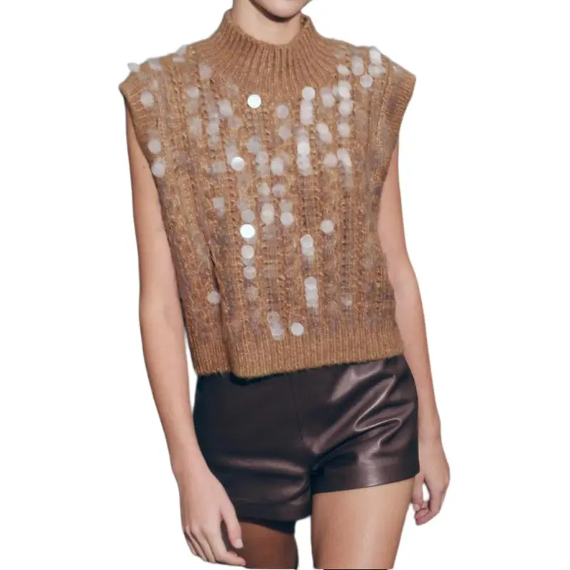 ZARA Tank Tops Women's Brown-2