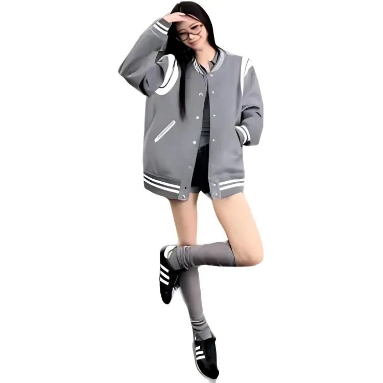 Vine Color Baseball Jacket Women's Gray-9